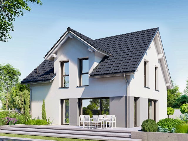 Fertighaus Point 128.2 von Danwood Schlüsselfertig ab 272000€, Satteldach-Klassiker Außenansicht 1