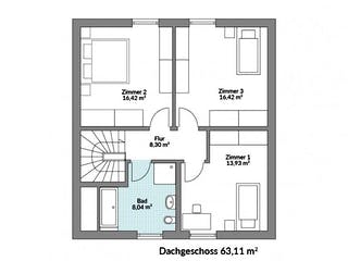 Fertighaus Point 128 von Danwood Schlüsselfertig ab 255100€, Satteldach-Klassiker Grundriss 2