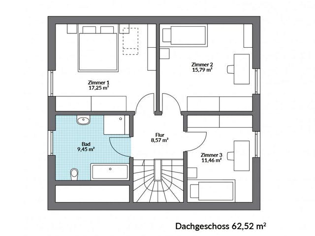 Fertighaus Point 130 von Danwood Schlüsselfertig ab 243500€, Satteldach-Klassiker Grundriss 2