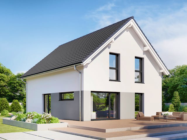 Fertighaus Point 138.1 von Danwood Schlüsselfertig ab 276600€, Satteldach-Klassiker Außenansicht 1 Fertighaus Point 138.1 von Danwood Schlüsselfertig ab 276600€, Satteldach-Klassiker Außenansicht 1
