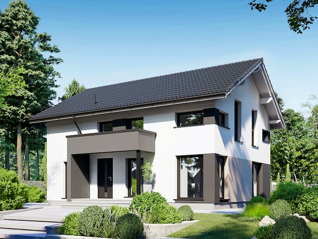 Fertighaus Point 140 von Danwood Schlüsselfertig ab 307800€, Satteldach-Klassiker Außenansicht 1