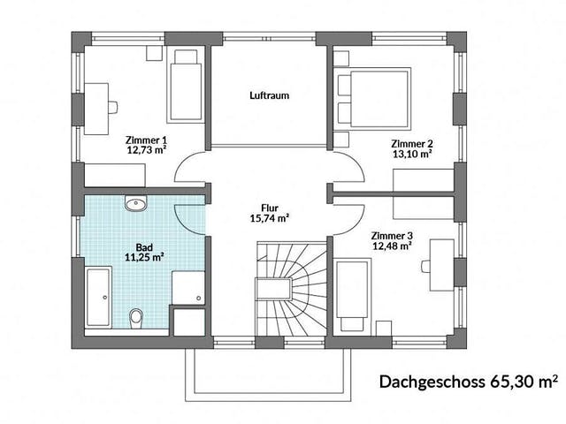 Fertighaus Point 140 von Danwood Schlüsselfertig ab 307800€, Satteldach-Klassiker Grundriss 2