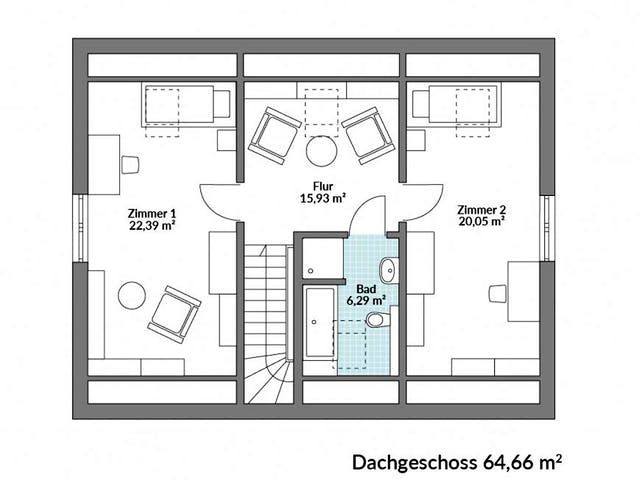 Fertighaus Point 142.1 von Danwood Schlüsselfertig ab 264700€, Satteldach-Klassiker Grundriss 2