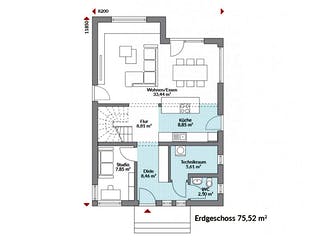 Fertighaus Point 143 von Danwood Schlüsselfertig ab 304400€, Satteldach-Klassiker Grundriss 1