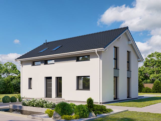 Fertighaus Point 145 von Danwood Schlüsselfertig ab 312900€, Satteldach-Klassiker Außenansicht 1