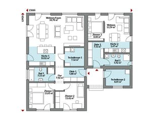 Fertighaus Privat 148 von Danwood Schlüsselfertig ab 345000€, Bungalow Grundriss 1