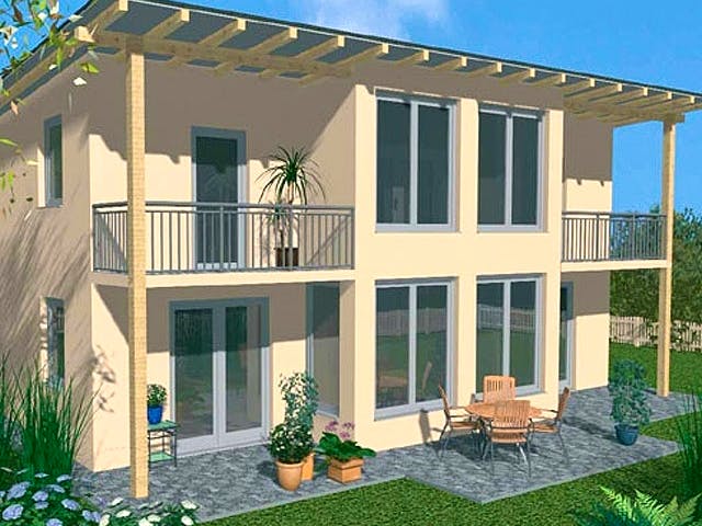 Massivhaus De Sol von Wagener Systemhausbau Schlüsselfertig ab 194000€, Pultdachhaus Außenansicht 1