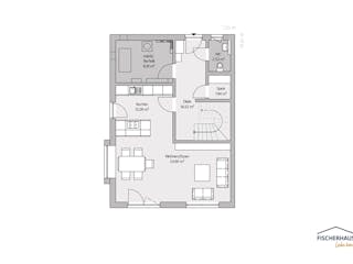 Fertighaus Modern 125 DHH von FischerHaus, Satteldach-Klassiker Grundriss 1