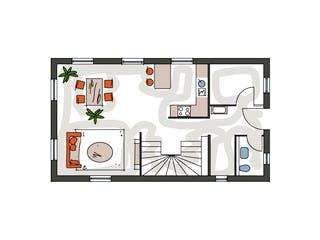Massivhaus ICON S Einfamilienhaus mit Satteldach von Dennert Massivhaus Ausbauhaus ab 244150€, Grundriss 1