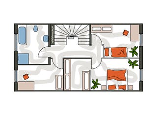 Massivhaus ICON S Reihenhaus mit Satteldach von Dennert Massivhaus, Satteldach-Klassiker Grundriss 2