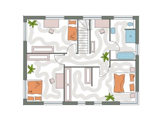 Massivhaus ICON S 3+ CITY von Dennert Massivhaus Schlüsselfertig ab 289320€, Satteldach-Klassiker Grundriss 2
