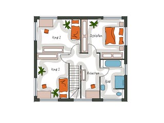 Massivhaus ICON S 3.02 CITY von Dennert Massivhaus Schlüsselfertig ab 253320€, Satteldach-Klassiker Grundriss 2