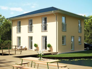 Massivhaus ICON 3+ City mit Walmdach von Dennert Massivhaus Ausbauhaus ab 276000€, Stadtvilla Außenansicht 1