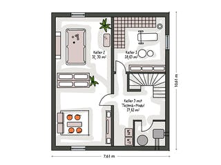 Massivhaus ICON 3+ City mit Flachdach von Dennert Massivhaus Ausbauhaus ab 286677€, Cubushaus Grundriss 3