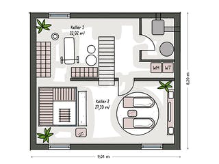 Massivhaus ICON 3 mit Quergiebel von Dennert Massivhaus Ausbauhaus ab 247288€, Satteldach-Klassiker Grundriss 3