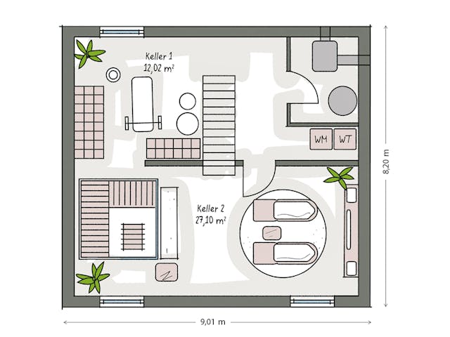 Massivhaus ICON 3 mit Quergiebel von Dennert Massivhaus Ausbauhaus ab 247288€, Satteldach-Klassiker Grundriss 3