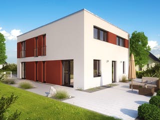 Massivhaus ICON 4 City mit Flachdach von Dennert Massivhaus Ausbauhaus ab 303100€, Cubushaus Außenansicht 1