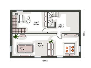 Massivhaus ICON 4 City mit Satteldach von Dennert Massivhaus Ausbauhaus ab 300508€, Satteldach-Klassiker Grundriss 3