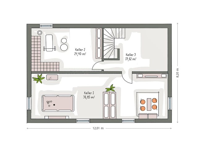 Massivhaus ICON 4 City mit Walmdach von Dennert Massivhaus Ausbauhaus ab 299470€, Stadtvilla Grundriss 3