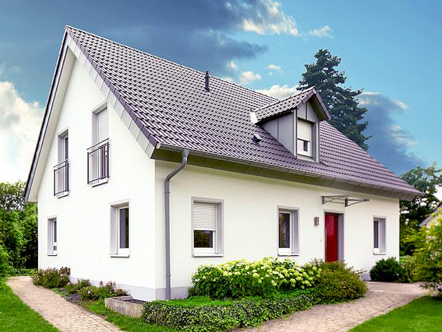 Massivhaus ICON 4 mit Satteldach von Dennert Massivhaus Ausbauhaus ab 280450€, Satteldach-Klassiker Außenansicht 1
