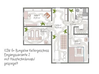 Massivhaus ICON 6+ Bungalow von Dennert Massivhaus Ausbauhaus ab 284530€, Bungalow Grundriss 2