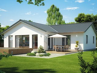 Massivhaus ICON Winkelbungalow von Dennert Massivhaus Ausbauhaus ab 270370€, Bungalow Außenansicht 3