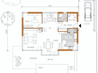 Blockhaus D168 MH Bad Vilbel von Frammelsberger Holzbau, Satteldach-Klassiker Grundriss 2