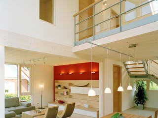 Blockhaus D168 MH Bad Vilbel von Frammelsberger Holzbau, Satteldach-Klassiker Innenansicht 1