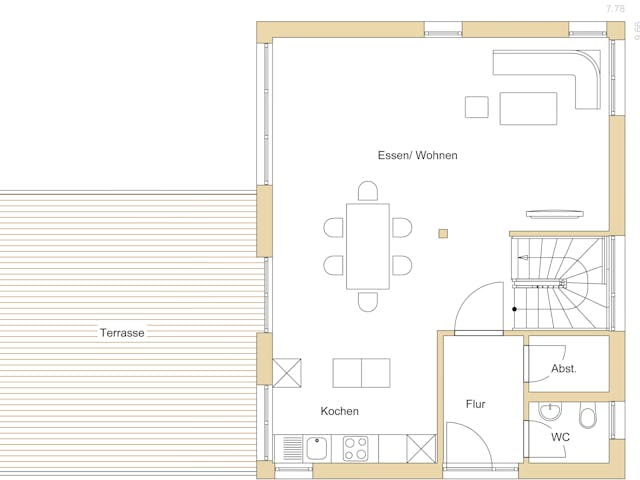 Blockhaus D109 Fehlings-Kopfmann von Frammelsberger Holzbau, Cubushaus Grundriss 1