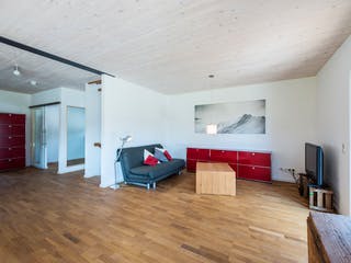 Blockhaus D146 Köstler von Frammelsberger Holzbau, Satteldach-Klassiker Innenansicht 1