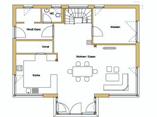 Blockhaus D176 Becker von Frammelsberger Holzbau, Satteldach-Klassiker Grundriss 1