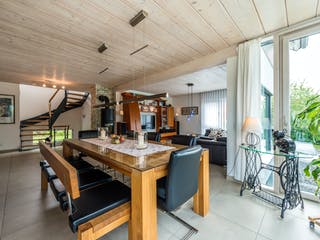 Blockhaus D176 Becker von Frammelsberger Holzbau, Satteldach-Klassiker Innenansicht 2