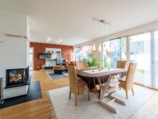 Blockhaus D183 Eisele von Frammelsberger Holzbau, Pultdachhaus Innenansicht 1