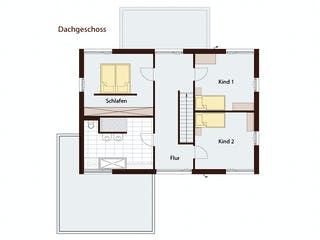 Blockhaus D183 MH Mülheim-Kärlich von Frammelsberger Holzbau, Satteldach-Klassiker Grundriss 2