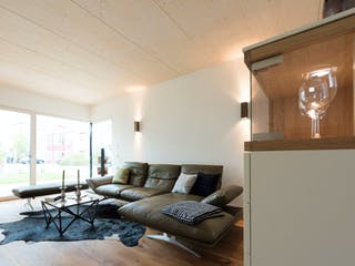 Blockhaus D183 MH Mülheim-Kärlich von Frammelsberger Holzbau, Satteldach-Klassiker Innenansicht 2