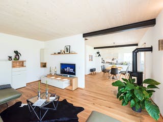 Blockhaus D183 MH Mülheim-Kärlich von Frammelsberger Holzbau, Satteldach-Klassiker Innenansicht 4