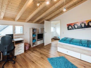 Blockhaus D183 MH Mülheim-Kärlich von Frammelsberger Holzbau, Satteldach-Klassiker Innenansicht 9