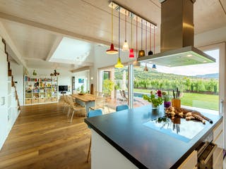 Blockhaus D188 Hertfelder‐Siegel von Frammelsberger Holzbau, Satteldach-Klassiker Innenansicht 2