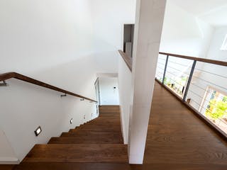 Blockhaus D188 Hertfelder‐Siegel von Frammelsberger Holzbau, Satteldach-Klassiker Innenansicht 6