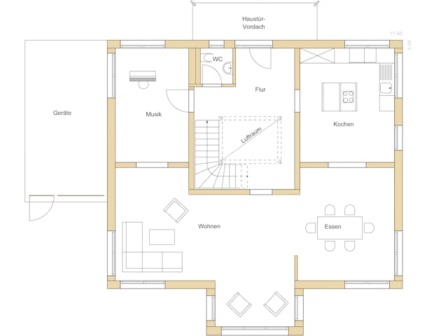 Blockhaus D243 Schmidt von Frammelsberger Holzbau, Cubushaus Grundriss 1