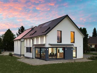 Blockhaus D282 Kocher von Frammelsberger Holzbau, Satteldach-Klassiker Außenansicht 4