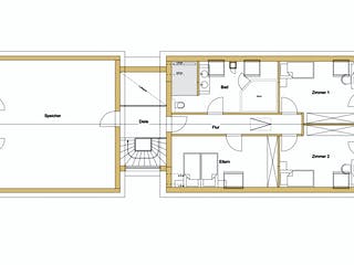Blockhaus D282 Kocher von Frammelsberger Holzbau, Satteldach-Klassiker Grundriss 2