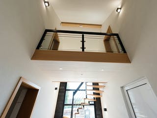 Blockhaus D282 Kocher von Frammelsberger Holzbau, Satteldach-Klassiker Innenansicht 7