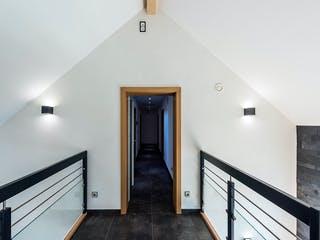 Blockhaus D282 Kocher von Frammelsberger Holzbau, Satteldach-Klassiker Innenansicht 8