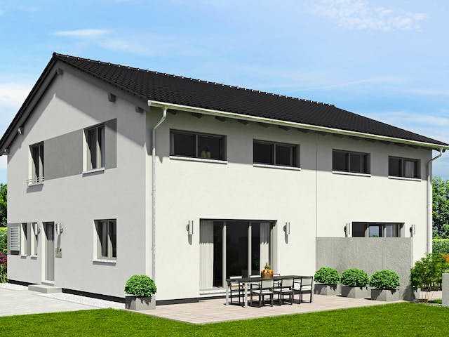 Fertighaus Duett 114 von Fingerhut Haus Schlüsselfertig ab 368872€, Satteldach-Klassiker Außenansicht 2