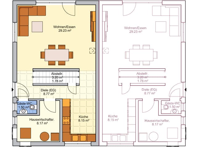 Fertighaus Duett 114 von Fingerhut Haus Schlüsselfertig ab 368872€, Satteldach-Klassiker Grundriss 1