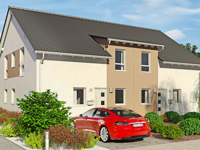 Fertighaus Duett 134 von Fingerhut Haus Schlüsselfertig ab 406558€, Satteldach-Klassiker Außenansicht 1