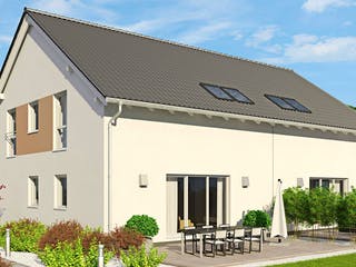 Fertighaus Duett 134 von Fingerhut Haus Schlüsselfertig ab 406558€, Satteldach-Klassiker Außenansicht 2