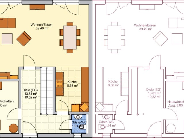 Fertighaus Duett 141 von Fingerhut Haus Schlüsselfertig ab 391465€, Satteldach-Klassiker Grundriss 1