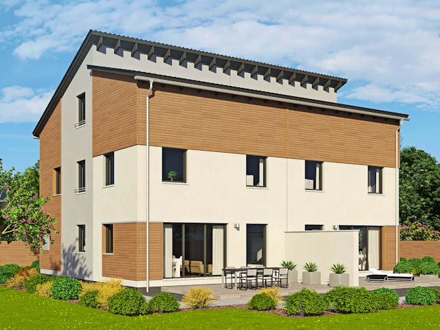 Fertighaus Duett 175 von Fingerhut Haus Schlüsselfertig ab 482163€, Pultdachhaus Außenansicht 1